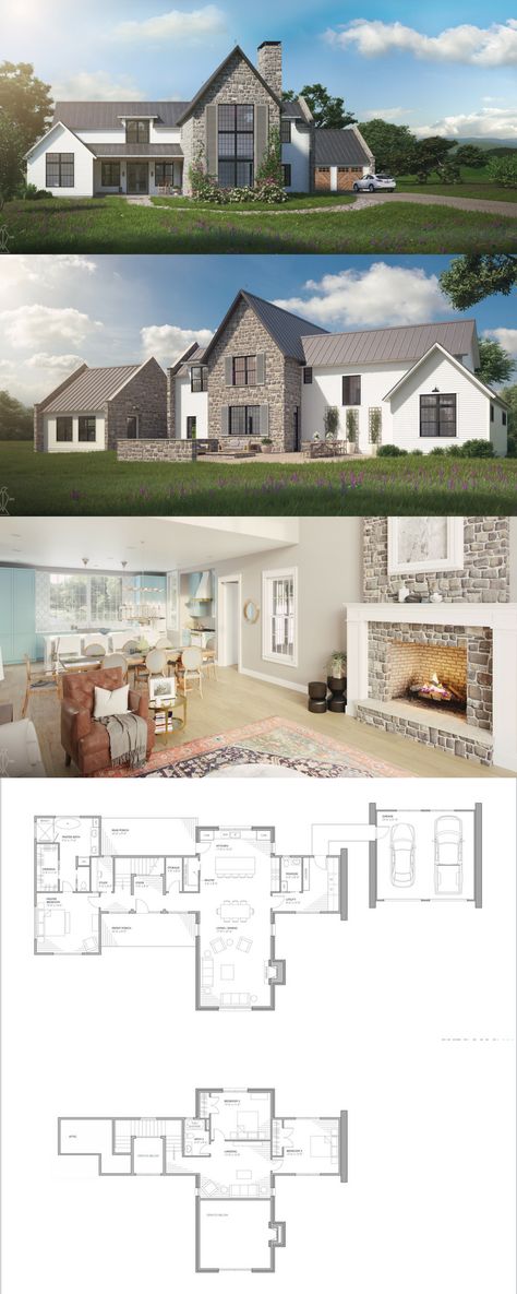 The Aubrac - traditional european farmhouse design with 3 bedrooms and open living floor plan! Country Bedrooms, Farmhouse Style Exterior, Farmhouse Style Bedrooms, Farmhouse Style Living Room, Farmhouse Flooring, House Farmhouse, French Country Bedrooms, European Farmhouse, Farmhouse Style House Plans