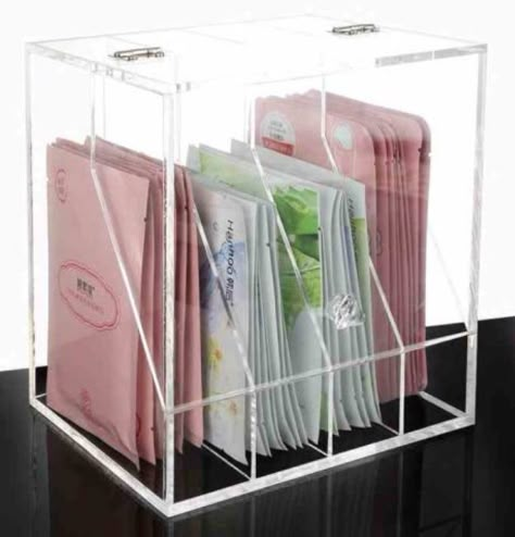 Face Masks Storage Haircare Storage Ideas, Face Mask Storage Ideas, Facial Product Storage, Sheet Mask Storage, Sheet Mask Organization, Mask Storage Ideas, Face Mask Organization, Masks Storage, Skin Care Storage