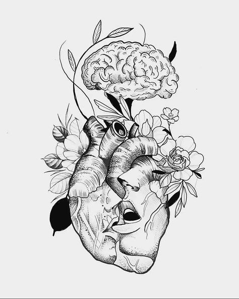 Marble Tattoo, Heart Animation, Brain Tattoo, Muster Tattoos, Pretty Tattoos For Women, Dope Tattoos For Women, Tattoo Style Drawings, Tattoo Design Book, Human Heart