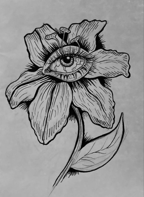 Eye And Flower Drawing, Flower With Eye Drawing, Flower In Eye Drawing, Eyes And Flowers Tattoo, Eye Flowers Drawing, Eye Ball Flower Drawing, Flower With Eyeball Tattoo, Anger Drawing Doodle, Gothic Flower Drawing