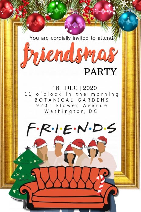 Friendmas Theme Ideas, Friends Themed Christmas Party, Friends Christmas Party Decorations, Merry Friendsmas, Friendsmas Invitations, Friendmas Party Invitation, Friendmas Invitation, Christmas Party Friends, Funny Christmas Party Invitations