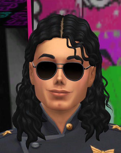 michael jackson in the sims 4 with shoulder-length wavy hair Michael Jackson Hair, Shoulder Length Wavy Hair, Kylie Hair, Medium Length Curly Hair, Cc Sims, Sims 4 Cc, Shoulder Length Hair, The Sims Resource, Sims Resource