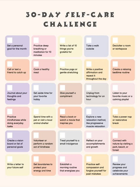 30 Day Self Care Challenge, 30 Day Self Care, Self Care Challenge, 30 Day Health Challenge, Self Care Bullet Journal, Writing Therapy, Vie Motivation, Health Challenge, 30 Day Challenge