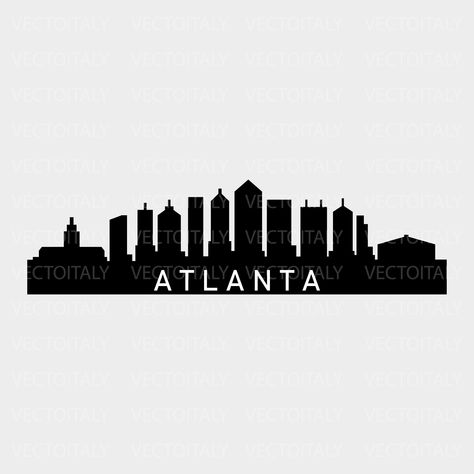 Skyline Drawing, Atlanta Skyline, City Skylines, City Skyline, Instant Download Etsy, Digital Image, Digital Drawing, Atlanta, Drawing Illustrations