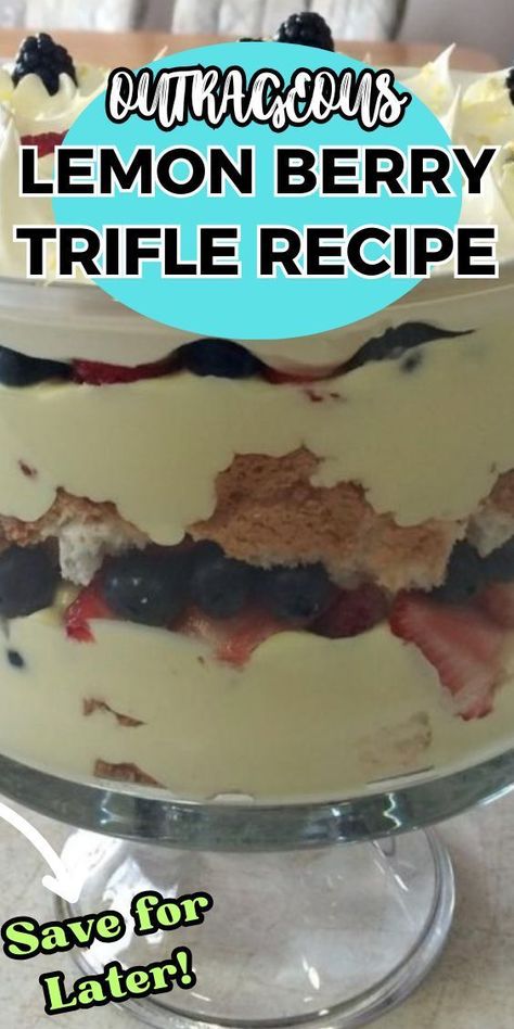 This show-stopping lemon berry trifle recipe includes lemon pound cake, fresh berries, a lemon cheesecake filling, and fresh whipped cream. Use store-bought cake if you’re short on time! Lemon Berry Trifle, Lemon Cheesecake Filling, Berry Trifle Recipe, Oreo Cheesecake Bites, Trifle Recipes, Berry Trifle, Trifle Dish, Quick Healthy Snacks, Boston Cream Pie