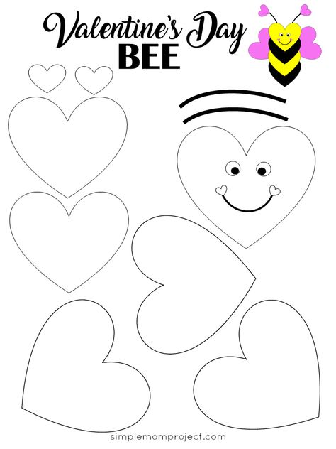 See this post for a FREE printable template to make your own Valentine's Day Bee! This simple DIY Bee Valentine's Day is an easy craft for toddlers, big kids and adults to make. Great for classroom Valentine's Day art projects. Bee Paper Craft, Bee Paper, Bee Crafts For Kids, Bee Valentine, Valentines Bricolage, Valentine Art Projects, Easy Toddler Crafts, February Crafts, Easy Valentine Crafts