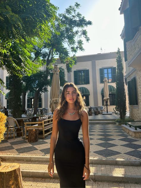 black skims maxi dress aesthetic europe summer Birkenstocks Aesthetic, Maxi Dress Aesthetic, Black Maxi Dress Outfit Ideas, Black Maxi Dress Outfit, Bday Vibes, Aesthetic Europe, 18th Bday, Maxi Dress Outfit, Cami Maxi Dress