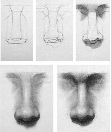 Nose References, Nose Reference, Easy Pencil Drawings, Drawing Nose, Nose Drawing, Anatomy Sketches, Pencil Drawings Easy, Drawing Faces, Gesture Drawing