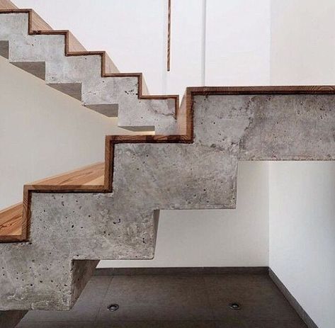 Concrete And Wood Staircases. Visit houseandleisure.co.za for more Concrete And Wood, Interior Staircase, Escalier Design, Concrete Stairs, Stair Handrail, Lan Can, Wood Stairs, Salon Interior Design, Concrete Wood