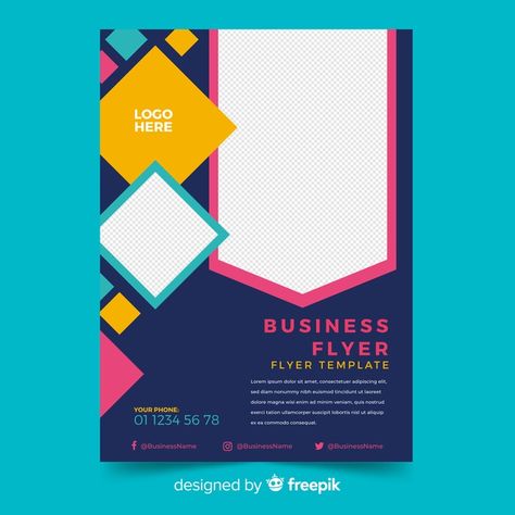 Mosaic business flyer template with copy space Free Vector | Premium Vector #Freepik #vector # # # # Folder Design Layout, Creative Folder Design, School Brochure, Event Poster Template, Education Poster Design, Powerpoint Design Templates, Free Flyer Templates, Event Poster Design, Vector Banner