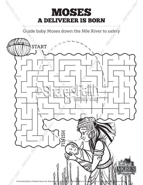 Exodus 2 Baby Moses Bible Mazes Bible Mazes, Moses Bible, Samuel Bible, Sunday School Projects, Easter Sunday School, Baby Moses, Jesus Is Alive, Bible School Crafts, Christian Crafts