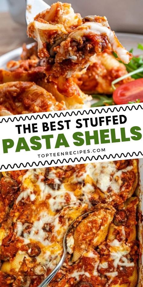 Are you in the mood for a cheesy, saucy, delicious baked pasta dish? Make stuffed pasta shells! Jumbo stuffed pasta shells are not only delicious, but they are so cool and easy to stuff. They are big and sturdy. They don’t break easily and make the most amazing baked pasta dish. Jumbo Pasta Shell Recipes Ground Beef, Stuffed Shells Crockpot, Giant Stuffed Shells, Jumbo Stuffed Pasta Shells, Ground Beef Cottage Cheese, Easy Recipes With Beef, Pasta Shell Recipes, Fancy Spaghetti, Jumbo Shell Recipes