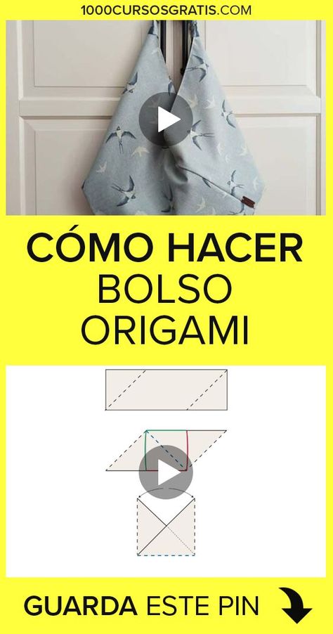 ¿Quieres hacer el bolso más sencillo del mundo? 😉¡Entonces este PIN es perfecto para ti. 😍Aprende cómo hacer un lindo bolso origami práctico y de manera sencilla. 🎉¿Te apuntas? 🤩 #sewing #course #manualidades #DIY #bolsos #bolsoorigami #costurafacil #comohacerunbolsofacil #bolsossencillos #comocoserunbolso Manualidades Diy, Origami, Sewing, Tela