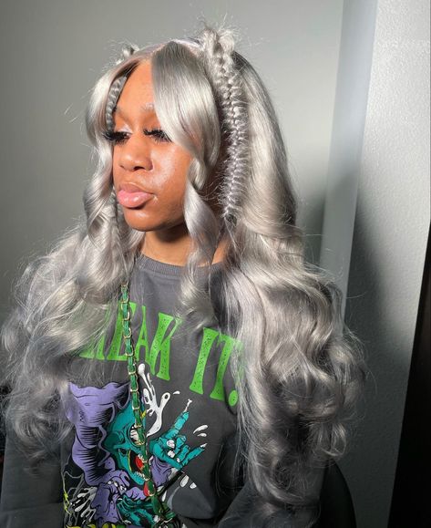 Grey Wig Styles, Curly Wig Styles, Lace Hairstyles, Future Hairstyles, Black Kids Braids Hairstyles, Teenage Hairstyles, Frontal Wig Hairstyles, Colourful Hair, Birthday Hairstyles