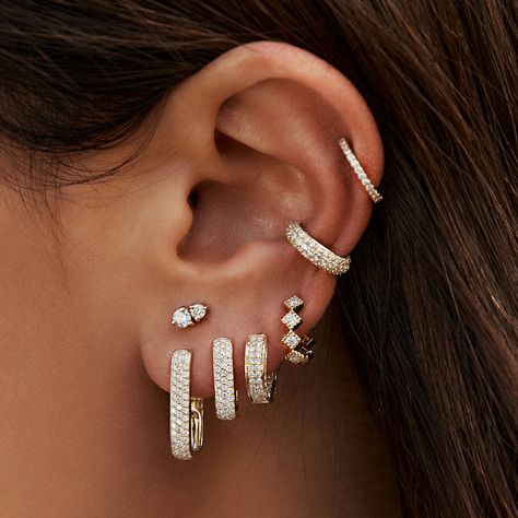 Teardrop Diamond, Diamond Ear Cuff, Gold Diamond Earrings Studs, Gold Diamond Studs, Pave Band, Versatile Jewelry, Jewelry Accessories Ideas, Gold Diamond Necklace, Gold Diamond Earrings