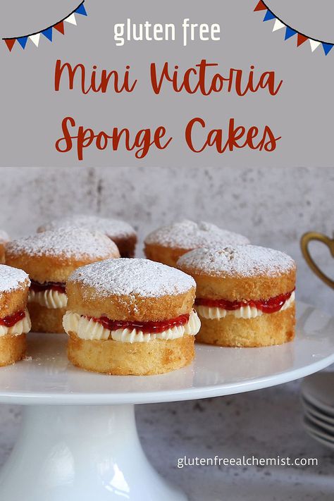 Gluten Free Lemon Drizzle Cake, Mini Victoria Sponge Cakes, Mini Victoria Sponge, Victoria Sandwich Cake, British Cake, Sponge Cake Filling, Sandwiches Recipes, British Desserts, Victoria Sponge Cake