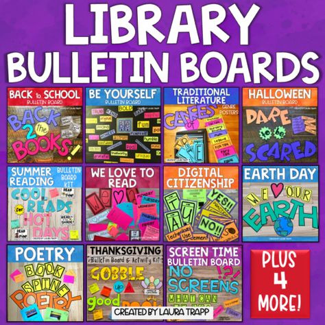 Reading Bulletin Boards Elementary, Book Bulletin Board, School Library Bulletin Boards, Library Signage, School Library Design, School Library Displays, Library Bulletin Board, Interactive Bulletin Board, Reading Bulletin Boards