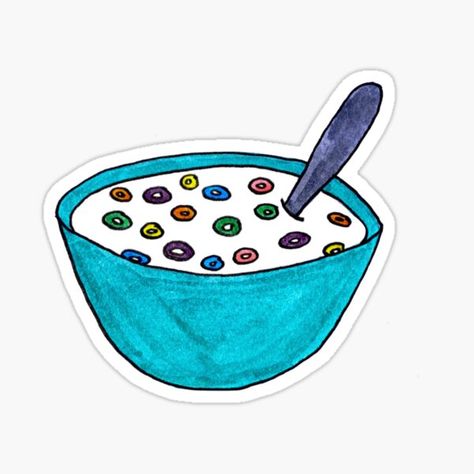 Cereal Sticker, Bowl Of Cereal, Cute Food Art, Paper Diy, Decorate Notebook, Coloring Stickers, Look In The Mirror, Just Kidding, Eye Catching Colors