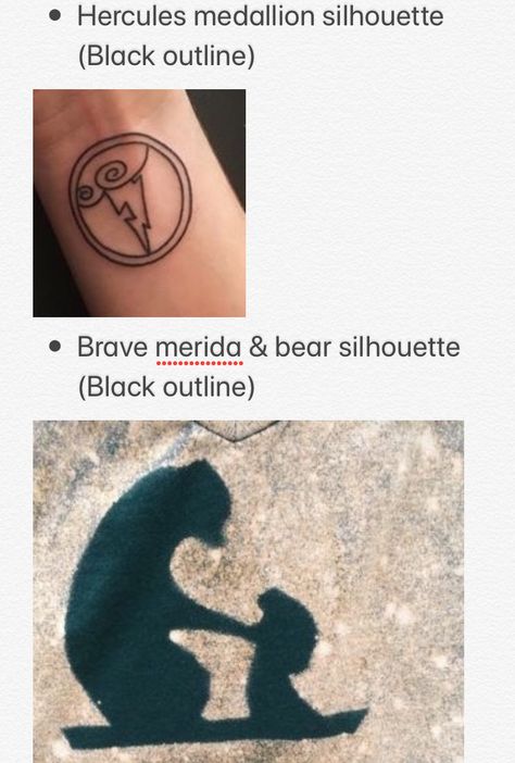 Brave Bear Tattoo, Brave Disney Tattoo, Disney Collage Tattoo, Disney Brave Tattoo, Brave Tattoo Disney, Merida Tattoo, Simple Disney Tattoos, Disney Tattoos For Men, Collage Tattoo