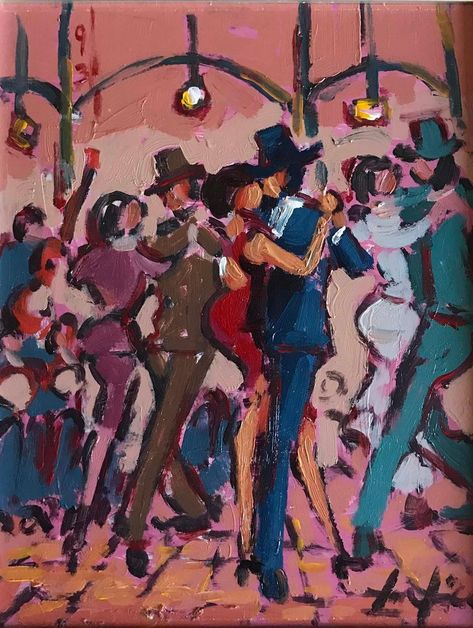 Ignacio Lorefice, Tango Argentina, 1975 Argentina Painting, Painted Fan, American Modern, Modern Abstract Painting, Figure Painting, Tango, Sculptor, Home Art, A Photo