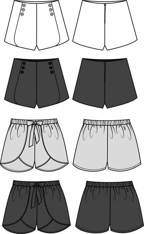 Short Desenho, Shorts Technical Drawing, Flat Sketch Template, Shorts Drawing, Sketch Template, Womens Activewear Tops, Boutique Inspiration, Fashion Design Template, Fashion Drawing Tutorial