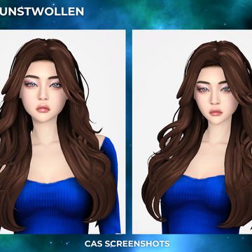 Aurora hair | The Kunstwollen on Patreon The Kunstwollen, Aurora Hair, 4 Hairstyles, Disney Challenge, Sims 4 Black Hair, Sims 4 Cc Folder, Long Brown Hair, Long Wavy Hair, First Halloween