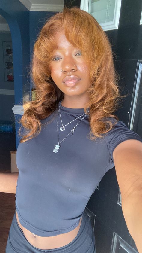 Ginger Brows On Black Women, Ginger Eyebrows Black Women, Light Ginger Hair Black Women, Ginger Hair Black Women Dark Skin, Strawberry Blonde Hair Black Women, Ginger And Blonde Hair Black Women, Dark Ginger Hair Black Women, Honey Ginger Hair Color, Ginger Hair Black Women