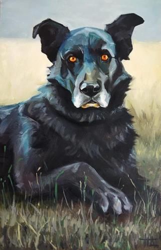 Daily Paintworks - "Black Dog" - Original Fine Art for Sale - © Dasha Piven Halloween Dog Painting, Dog Tree, Dog Canvas Art, Dog Painting, Pencil Sketches, Dog Canvas, Portrait Ideas, Dog Paintings, Daily Paintworks