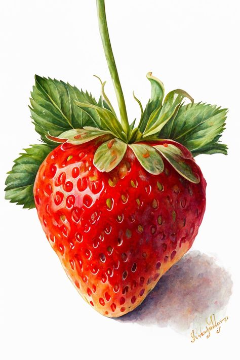 Fresa Dibujo, Poppy Flower Painting, Watercolor Strawberry, Strawberry Drawing, Fruit Art Drawings, Strawberry Watercolor, Strawberry Shortcake Cartoon, Strawberry Art, Soft Pastel Art