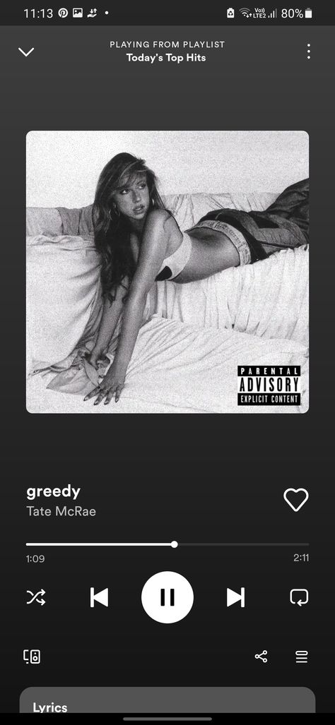 Greedy Song, Tate Mcrae Greedy, Greedy Tate Mcrae, Tate Mcrae Songs, Baddie Songs, Caitlyn Core, Spotify Songs, Tate Mcrae, Top Hits