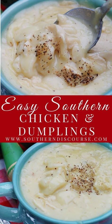 Easy Southern Chicken and Dumplings - southern discourse Recipes For Chicken And Dumplings, Southern Chicken And Dumplings With Biscuits, Chicken And Dumplings Frozen Dumpling, Easy Dumplings Recipe Simple, Boiled Chicken And Dumplings, Stove Top Chicken And Dumplings, Stovetop Chicken And Dumplings, Easy Chicken Dumplings Recipe, Chicken And Dumplings Crockpot