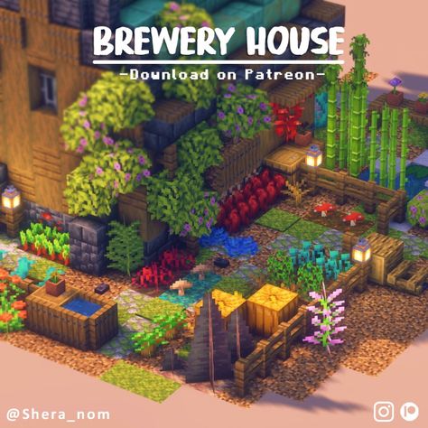 Hi! Here is A samll Medieval Brewery with an amazing Garden! Download this and 70+ other builds on my Patreon Minecraft Brewery, Big Garden, Minecraft Ideas, Gamer Girl, Amazing Gardens, Apothecary, A Garden, Minecraft, Building