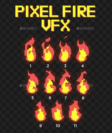 Pixel Art Fire Animation, Pixel Art Campfire, Flame Pixel Art, Pixel Art Illustration, Pixel Art Reference, Fire Pixel Art, Pixel Game Art, Pixel Fire, Fire Animation