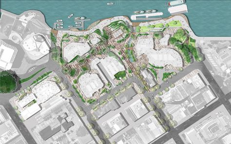 Waterfront Precinct Master Plan - Arkhefield Village Design, Urban Sketch, Kengo Kuma, Industrial Park, Drawing Style, Landscape Plans, Biome, Ground Floor Plan, Architecture Portfolio