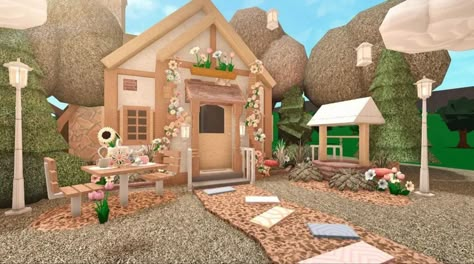 Cottagecore Exterior, Cottagecore Houses, Simple House Exterior, Cottage Core Bloxburg House, Bloxburg Cottage, Pinterest Kitchen, Cottage House Interior, Garden Huts, Cottagecore House