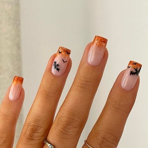 𝐇𝐚𝐧𝐧𝐚𝐡 𝐓𝐚𝐲𝐥𝐨𝐫 on Instagram: "#ad A little bit batty 🦇
________________
Using @the_gelbottle_inc 

★ Cattail
★ Jet Black studio gel 
★ BIAB NU05

#biab #autumnnailinspo #nailart #nailinspo #nailart #octobernails #october #fallnails #fall #autumnnails #autumnnails2024 #squarenails #navynails #nails #nailideas #blacknails #nailsdesign #ghostnails #halloween #halloweennails #batnails" Hannah Taylor, Nailinspo Nailart, Bat Nails, Navy Nails, Black Studio, October Nails, Dipped Nails, Square Nails, Black Nails