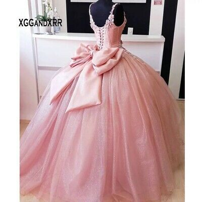 Quince Dresses With Big Bow, Quinceanera Dresses Bow In Back, Quince Dress With Bow In The Back, Quinceanera Dresses With Bow In The Back, Pink Ball Gown Dress, Quince Dresses With Bow On Back, Pink Sweet 16 Dresses, Quincenera Dresses, Light Pink Quinceanera Dresses