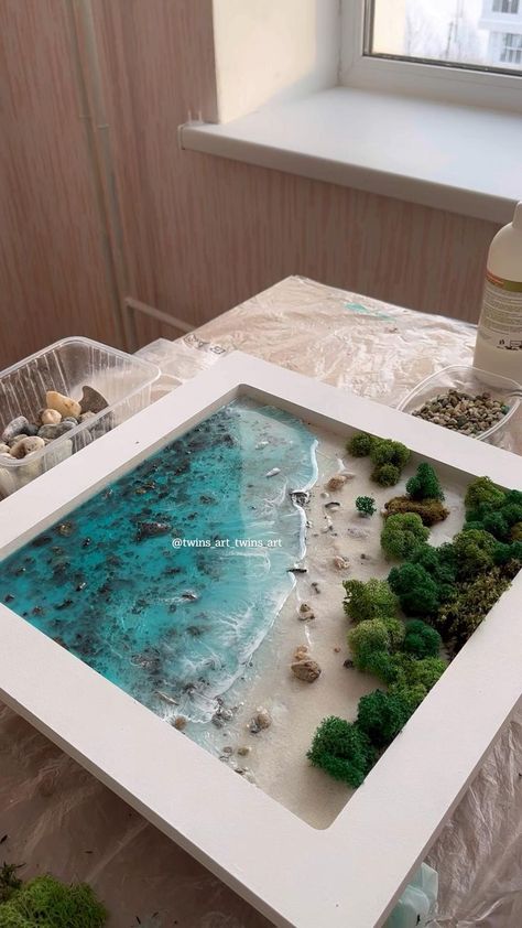 Custom 3 D ocean wall art | on instagram @twins_art_twins_art in 2022 | Epoxy resin art, Diy resin art, Resin art 3d Beach Art, Resin Art Diy, Ocean Diorama, Seni Resin, Fairy House Crafts, River Tables, Desain Buklet, Art Journal Cover, Resin Art Painting