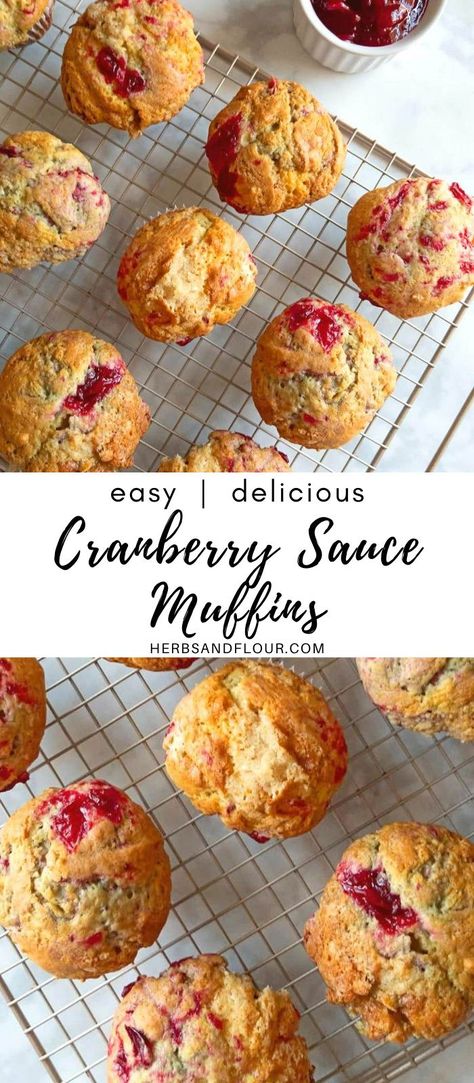 Make the best use of leftover cranberry sauce and whip up these easy Cranberry Sauce Muffins! Recipe Using Cranberry Sauce, What To Do With Leftover Cranberry Relish, Leftover Canned Cranberry Sauce Recipes, Recipes With Leftover Cranberry Sauce, Recipes Using Cranberry Juice, Uses For Cranberry Sauce, Cranberry Muffins With Cranberry Sauce, Cranberry Sauce Muffins Leftover, Cranberry Sauce Leftovers