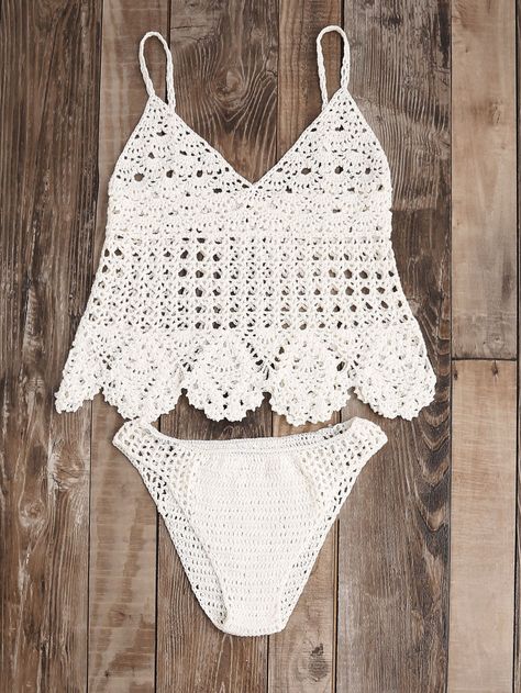 Crochet Tankini, Crochet Tank Tops, Crochet Bathing Suits, Crochet Swimsuit, High Waisted Tankini, Sundress Summer, Crochet Swimwear, Diy Vetement, Tankini Set