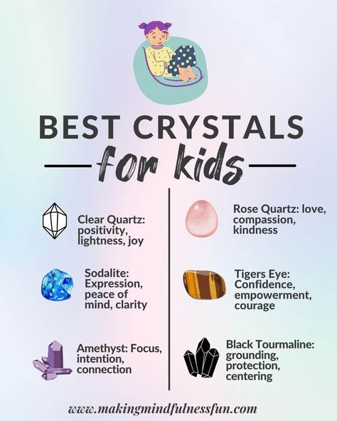 Mindful Activities For Kids, Crystals For Kids, Best Healing Crystals, Spelling For Kids, Crystal Children, What Are Crystals, Calm Kids, Magic Crafts, New Moon Rituals