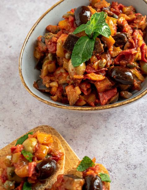 Kapunata – Maltese Caponata Maltese Dishes, Maltese Recipes Malta, Produce In Season, Caponata Recipe, Maltese Food, Maltese Recipes, Easy Pasta Sauce, Summer Vegetables, Eggplant Dishes