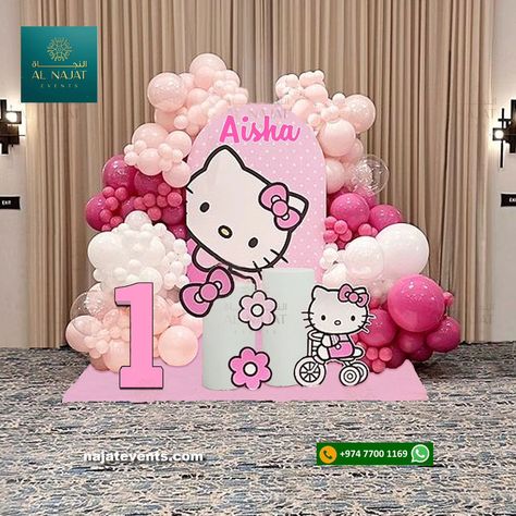 Hello Kitty style, one cute step at a time Let's Celebrate with this cutey backdrop for our sweet birthday girl Aisha Hello Kitty Birthday Theme For More Details Contact Here 👇 WhatsApp : +974 77 00 11 69 Call : +974 77 00 11 69 #hellokitty #hellokittylover #hellokittybackdrop #hellokittybackdropideas #hellokittybackdropdesign #hellokittyparty #hellokittybackdropparty #hellokittypartytheme #kidsparty #kidspartyideas #kidsevent #kidsdoha #kidsdohaparty #najatevents #najateventsplanner 1st Birthday Hello Kitty Theme, Hello Kitty Birthday Backdrop, Kitty Birthday Theme, Hello Kitty Bday, Hello Kitty Backdrop, Hello Kitty Style, Hello Kitty Birthday Theme, Hello Kitty Theme Party, 5th Birthday Girls