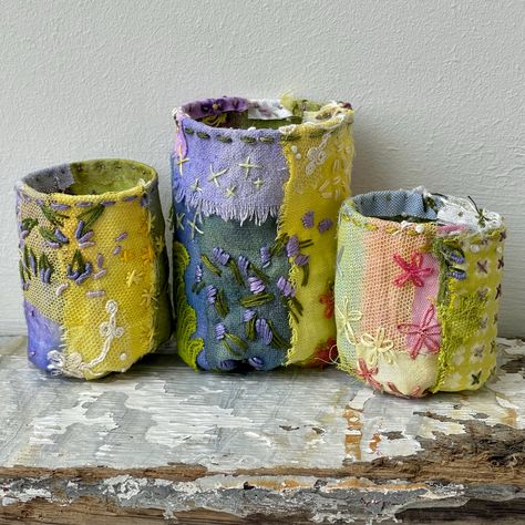 Stitch Pots Tutorial, Rachel Singleton, Textile Vessels, Stitch Pots, Rachael Singleton, Fabric Vessels, Cloth Baskets, Interior Textile, Artist Bag