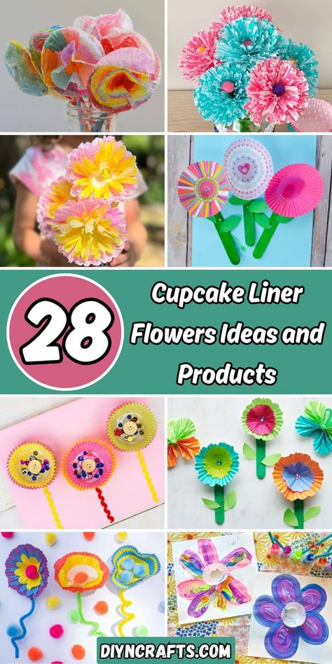 28 Cupcake Liner Flowers Crafts and Projects Cupcake Wrappers Printable, Cupcake Liner Crafts, Cupcake Liner Flowers, Valentine Day Video, Spring Cupcakes, Summer Care, Diy Cupcakes, Rose Cupcakes, Playful Decor