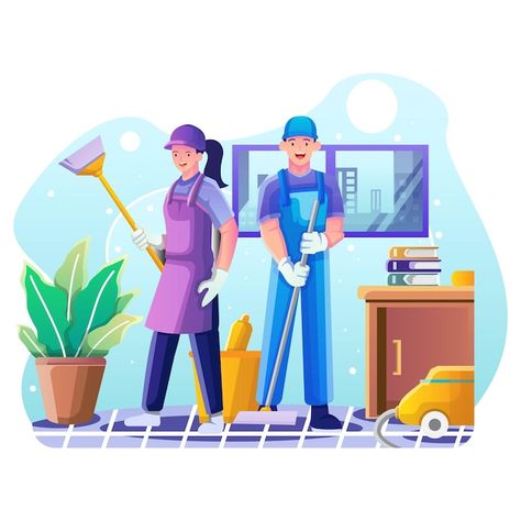 Vector cleaning service illustration | Premium Vector #Freepik #vector Cleaning Clipart, Service Illustration, Small Business Quotes, Cleaning Equipment, Animated Images, Vintage Poster, Cleaning Service, Image Hd, Business Quotes