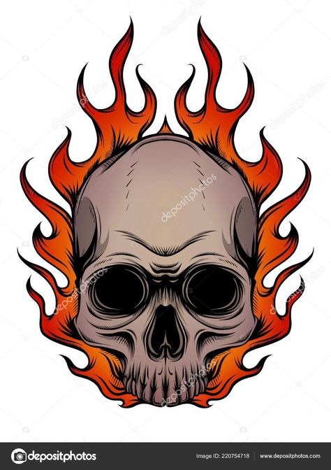 Flaming Skull Drawing, Skull Fire Tattoo, Drawings Of Skulls, Skulls On Fire, Skull With Flames, Draw Skull, Skull On Fire, Pop Art Tattoos, Flame Skull