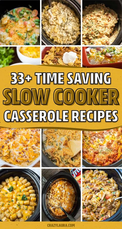 If you're looking for a new slow cooker recipe for lunch or dinner... check out these super tasty and easy to make crockport casserole recipe tutorials and ideas for inspiration to get started cooking! Cheap And Easy Dinner Ideas Crock Pots, Cabin Crockpot Meals, Crockpot Meals For Hotel Rooms, Summer Crock Pot Dinners, Slow Cooker Meals For Two, Easy Crockpot Casserole Recipes, Potluck Main Dish Recipes, Crockpot Lunch Recipes, Potluck Dishes Crockpot