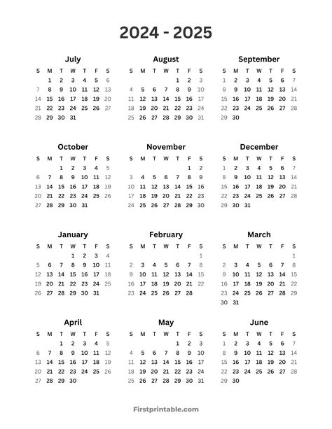 2024-2025 School Calendar - Sunday Start Editable Monthly Calendar, Monthly Printable, Year At A Glance, Calendar Book, Blank Calendar Template, Printable Calendars, Academic Calendar, School Schedule, School Calendar