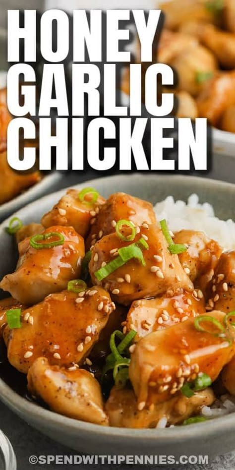 Homemade Honey Garlic Sauce, Easy Honey Garlic Chicken, Quick Meals To Make, Garlic Chicken Recipe, Garlic And Ginger, Garlic Chicken Recipes, Honey Garlic Sauce, Spend With Pennies, Ginger Sauce